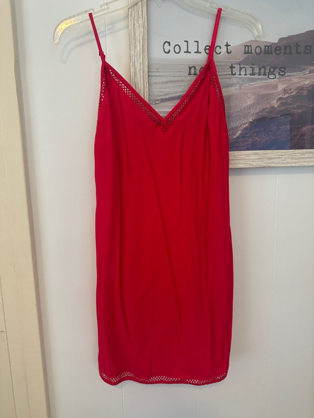 Size Small Lovers + Friends Red Lace-Trim Slip Red Dress - Picture 2 of 6